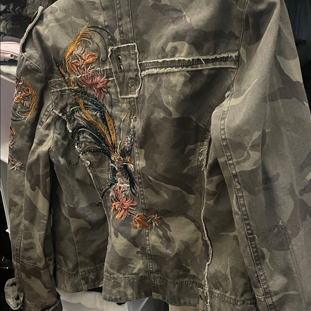 Embroidered Camouflage Utility Jacket